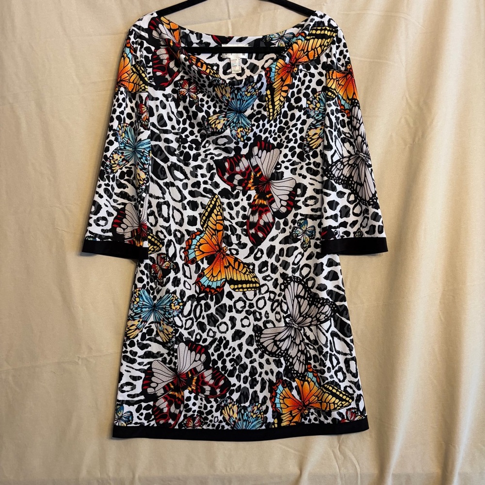 Joseph Ribkoff Women’s 10 Black and Orange Butterfly/Animal Print Dress